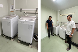 寮に洗濯機3台を寄贈しました